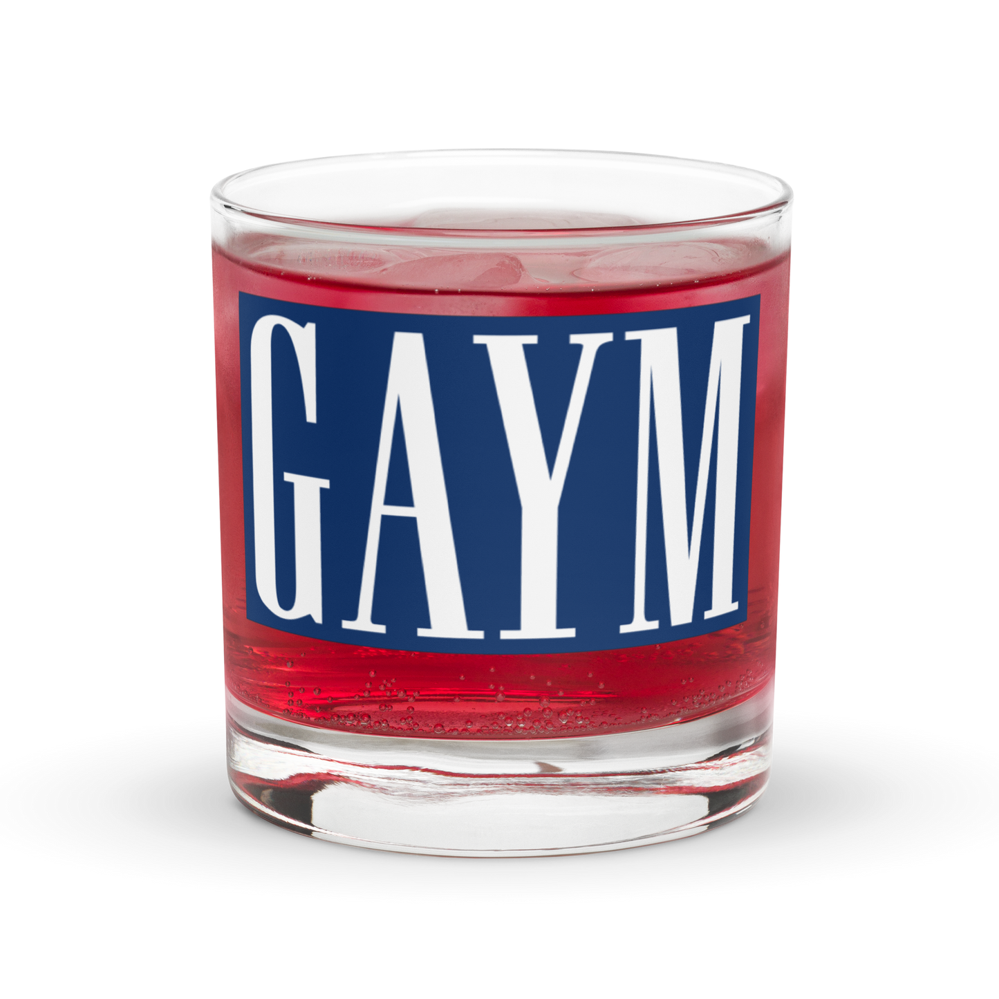 The GAYM Rocks glass